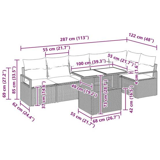 Salon de jardin 6 places en résine tressée 7 pièces pour grande terrasse Beige – ComfortXL Outdoor Living - Image 3