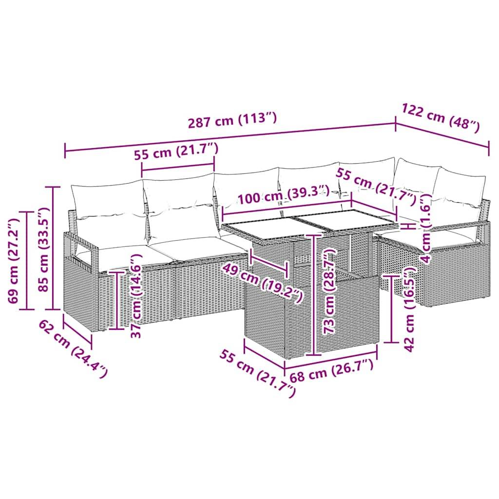 Salon de jardin 6 places en résine tressée 7 pièces pour grande terrasse Beige – ComfortXL Outdoor Living - Image 3