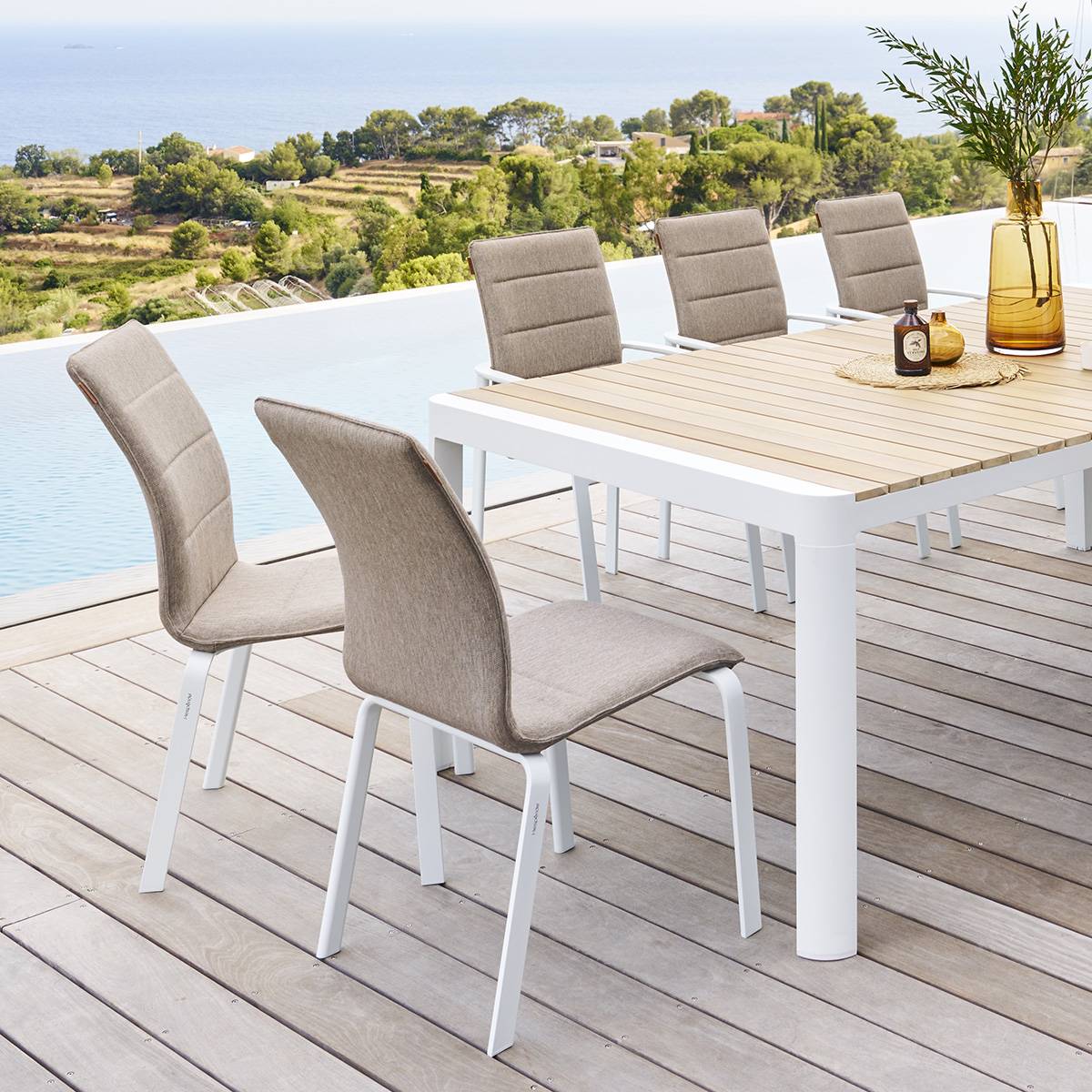 Hesperide - Chaise de jardin empilable "Diese" badiane & blanc en aluminium traité époxy Hespéride - Image 2