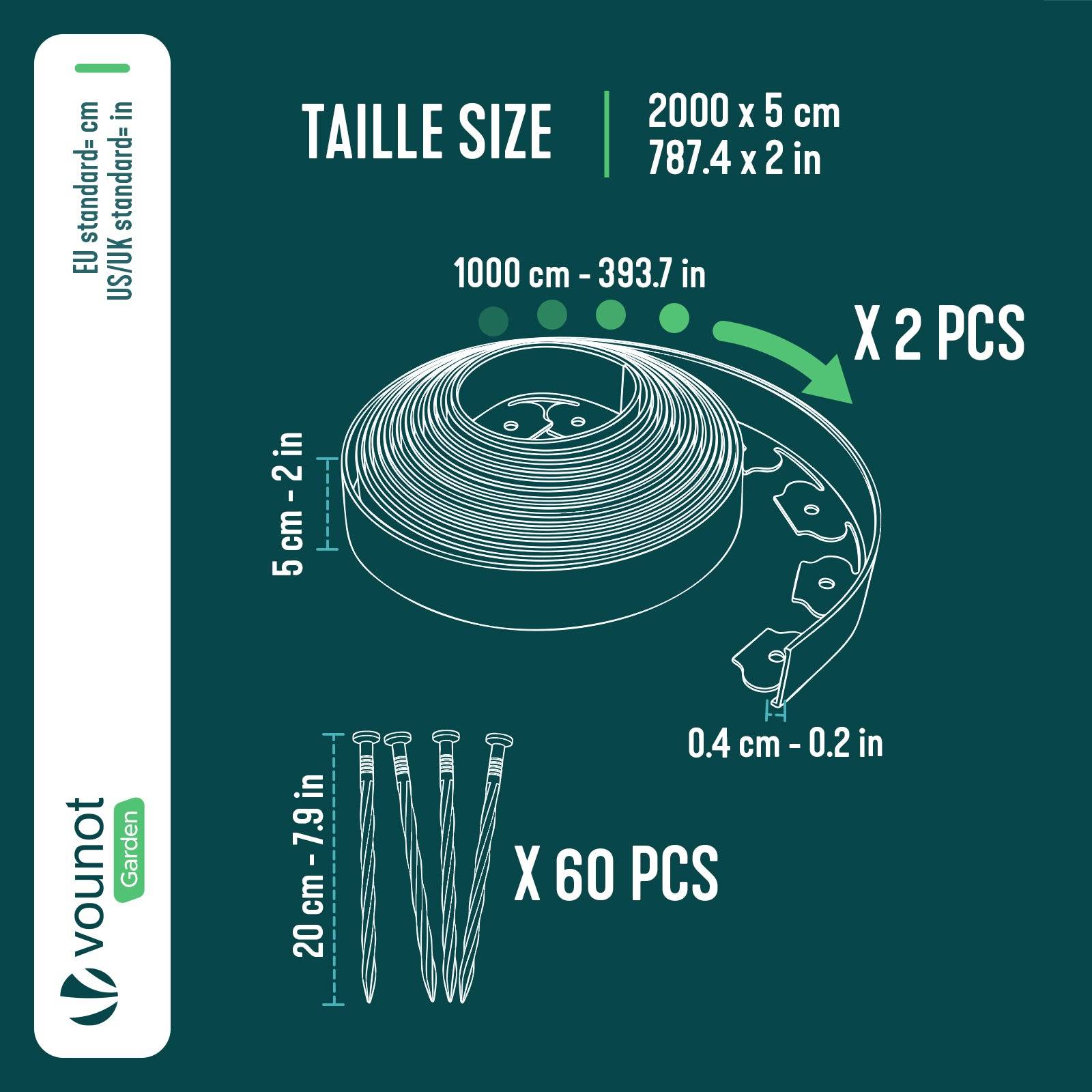 Bordure de jardin flexible plastique 20m avec 60 piquets marron - hauteur 5cm - epaisseur 4mm - Image 3