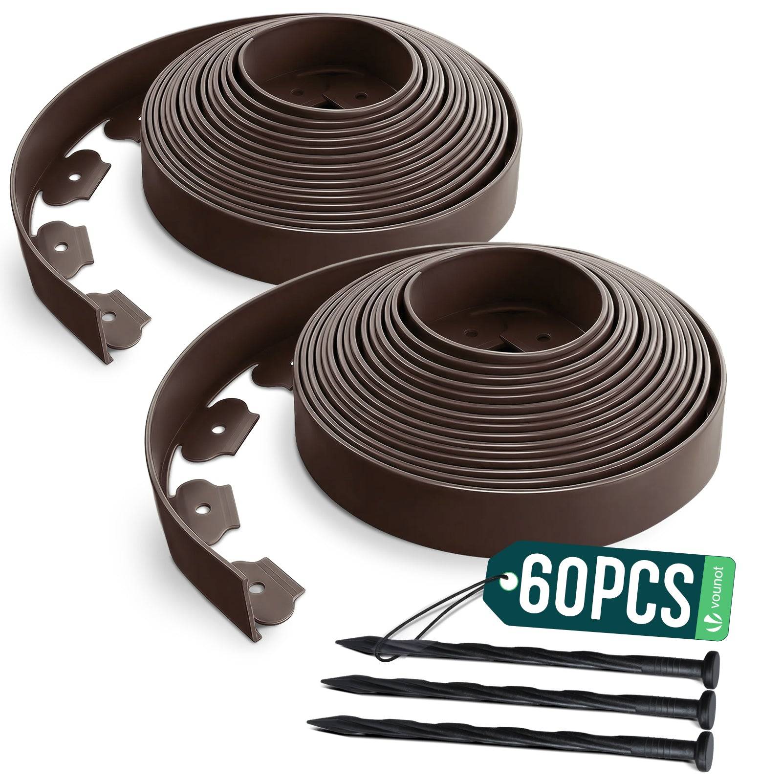 Bordure de jardin flexible plastique 20m avec 60 piquets marron - hauteur 5cm - epaisseur 4mm - Image 1