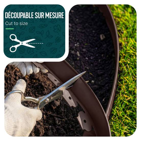 Bordure de jardin flexible plastique 20m avec 60 piquets marron - hauteur 5cm - epaisseur 4mm - Image 6