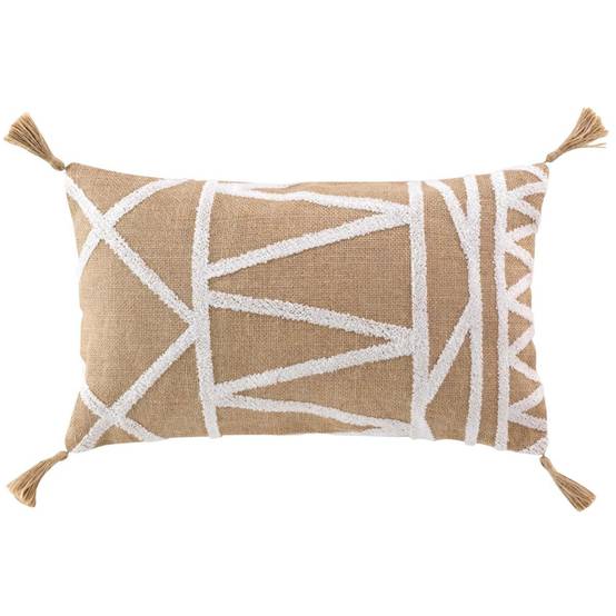 Coussin Déco en Jute "Asmara" 30x50cm Marron - Image 1