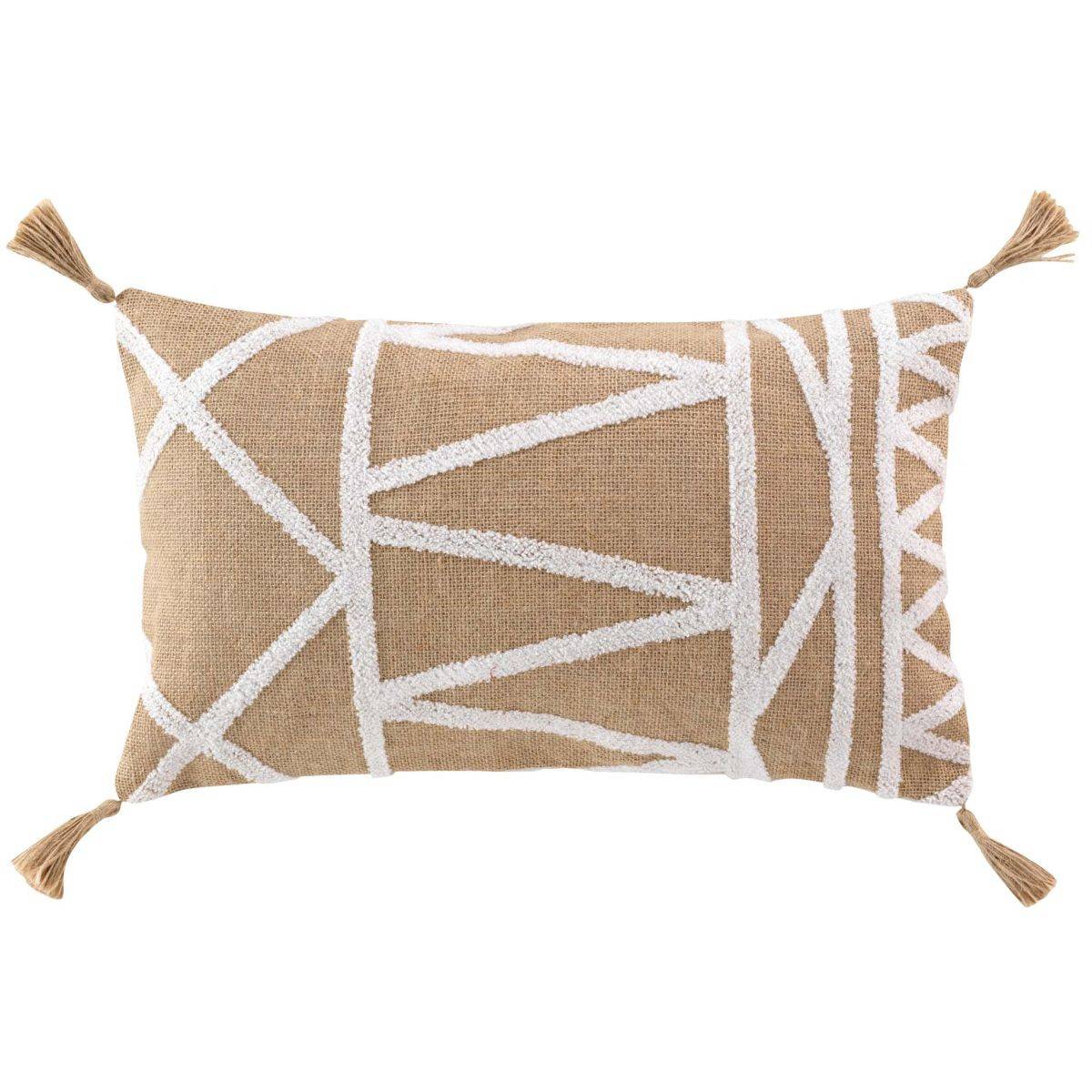 Coussin Déco en Jute "Asmara" 30x50cm Marron - Image 1
