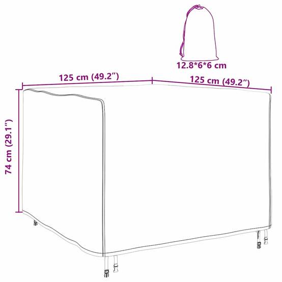 Housse Carrée pour Table et Chaises de Jardin Oxford 210D Imperméable et Anti-UV Noir 125x125x74 cm – ComfortXL Outdoor Living - Image 6