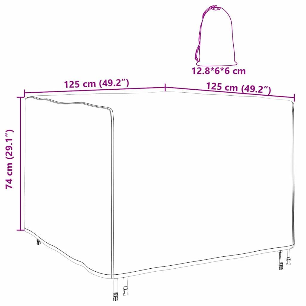 Housse Carrée pour Table et Chaises de Jardin Oxford 210D Imperméable et Anti-UV Noir 125x125x74 cm – ComfortXL Outdoor Living - Image 6
