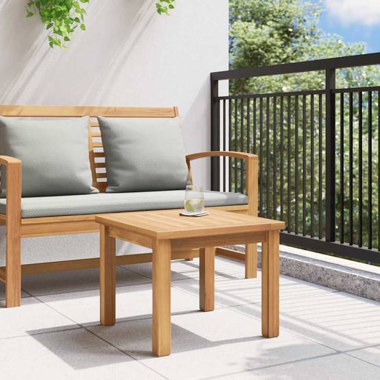 Table Basse de Jardin Carrée en Teck Massif 45x45cm, Table d'Appoint Extérieure pour Terrasse & Balcon – ComfortXL Outdoor Living - Image 4