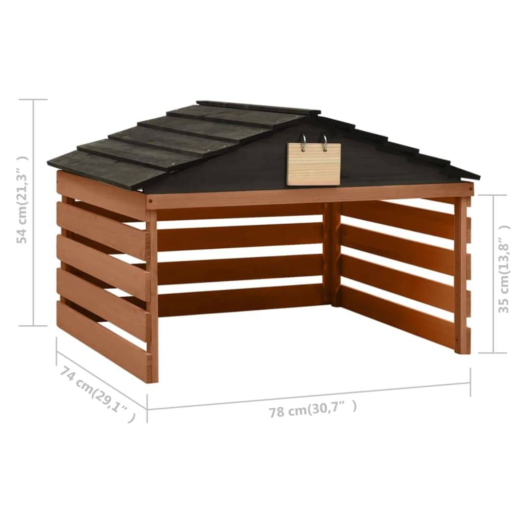 Vidaxl - Garage de tondeuse à gazon Noir et marron 78x74x54cm Sapin vidaXL 315301 - Image 3