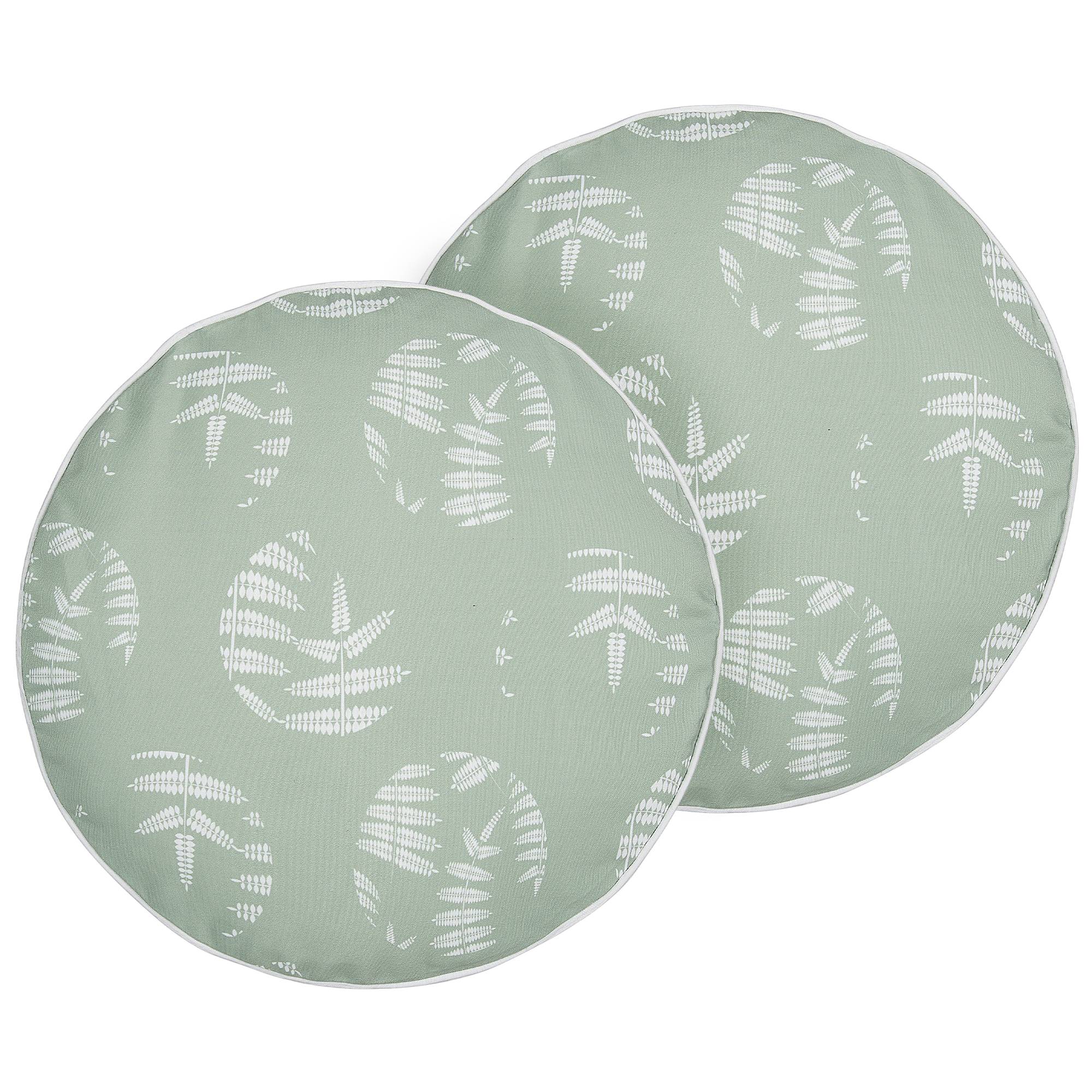 Beliani - Lot de 2 Coussins d'Extérieur en Tissu Vert à Motif de Feuilles 40 x 40 cm Housse Amovible et Tissu Résistant à l'Eau Décoratif et Fonctionnel - Image 1