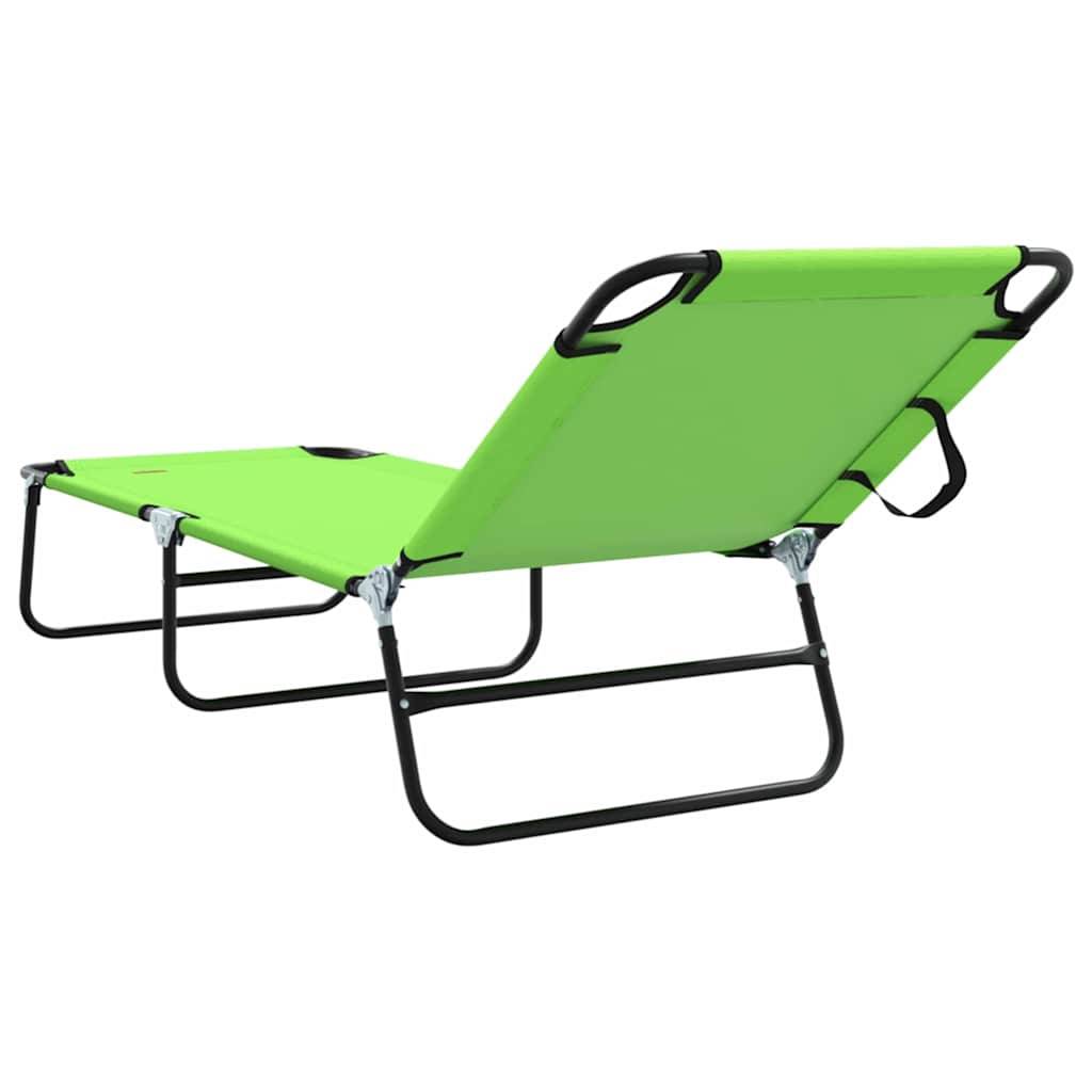 Chaise longue pliante polyester vert 188 x 57 x 86,5 cm - PANGIVO - Image 6