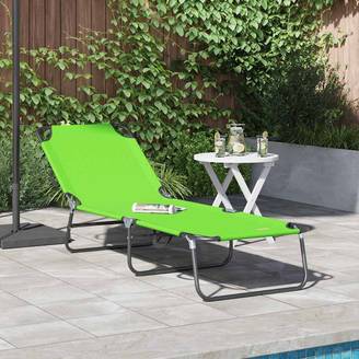 Chaise longue pliante polyester vert 188 x 57 x 86,5 cm - PANGIVO