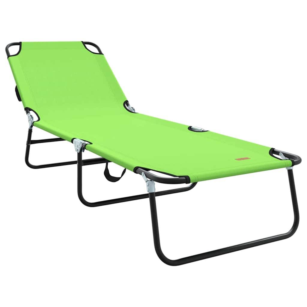Chaise longue pliante polyester vert 188 x 57 x 86,5 cm - PANGIVO - Image 2