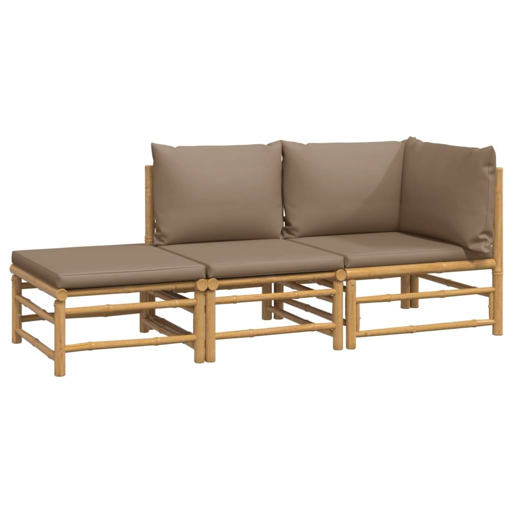 ComfortXL - Ensemble Canapé Jardin Bambou 3 pcs Coussins Taupe Modulaire – ComfortXL Outdoor Living - Image 3