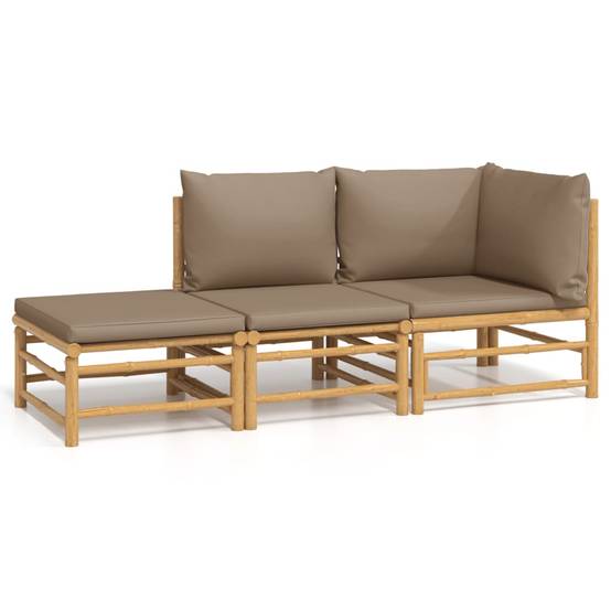 ComfortXL - Ensemble Canapé Jardin Bambou 3 pcs Coussins Taupe Modulaire – ComfortXL Outdoor Living - Image 2
