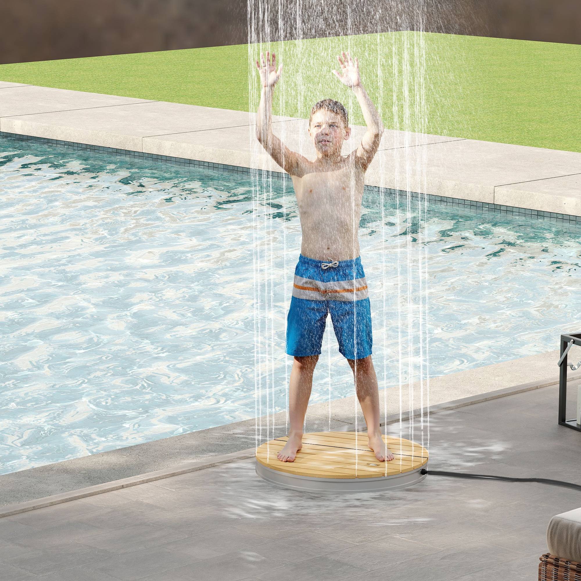 Cabine de douche ronde sur pied Ø70,5 cm avec jets jusqu'à 4 m et structure en aluminium résistant aux UV - Image 3