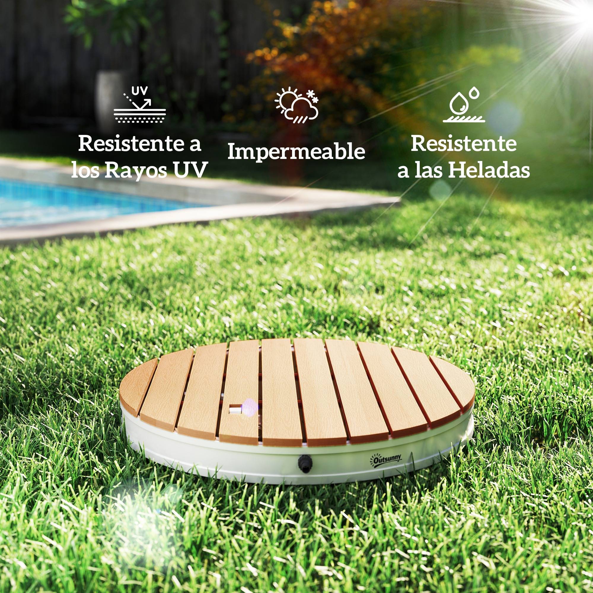 Cabine de douche ronde sur pied Ø70,5 cm avec jets jusqu'à 4 m et structure en aluminium résistant aux UV - Image 8