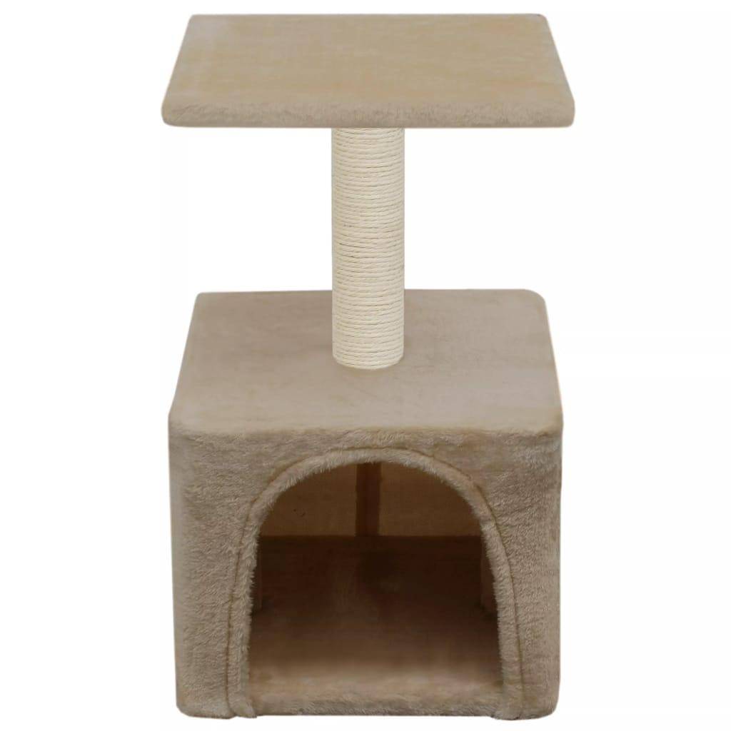 Helloshop26 - Arbre à chat griffoir grattoir niche jouet animaux peluché en sisal 55 cm beige - Image 2