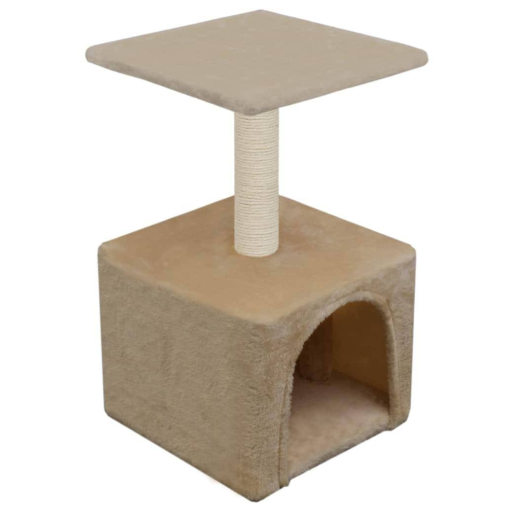 Helloshop26 - Arbre à chat griffoir grattoir niche jouet animaux peluché en sisal 55 cm beige - Image 4