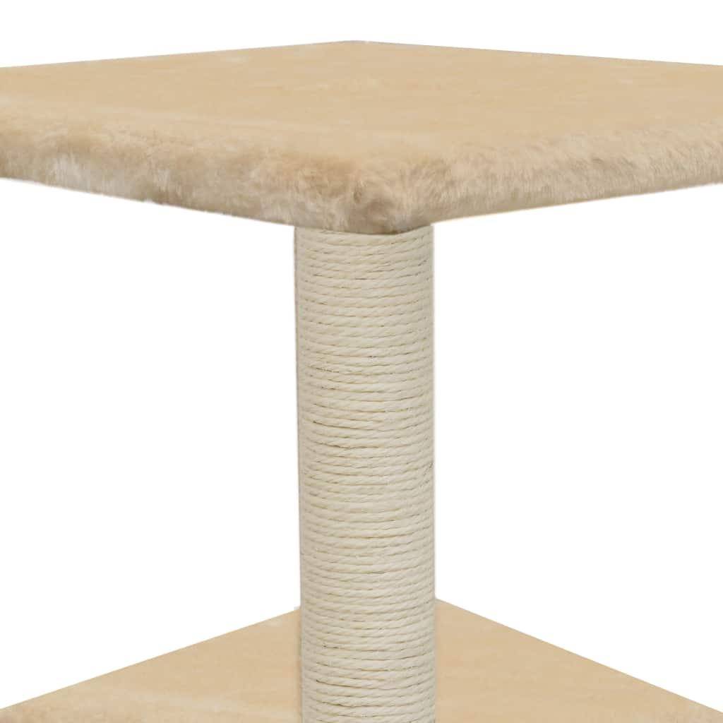 Helloshop26 - Arbre à chat griffoir grattoir niche jouet animaux peluché en sisal 55 cm beige - Image 6