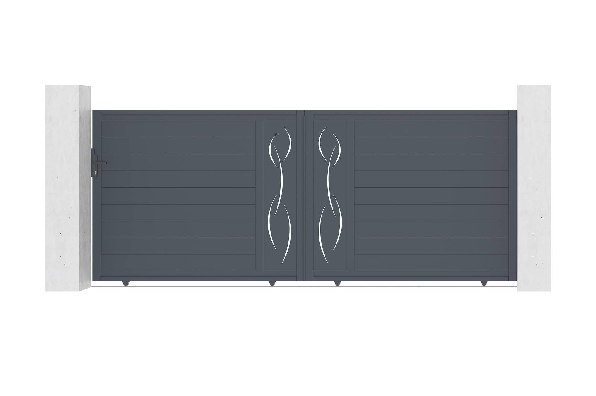 CASANOOV - Casanoov Portail coulissant 4m LIFE H.160 cm gris + Portillon 1m LIFE H.160 cm gris + 4 poteaux ELDA + motorisation Ranger C300 - Image 1