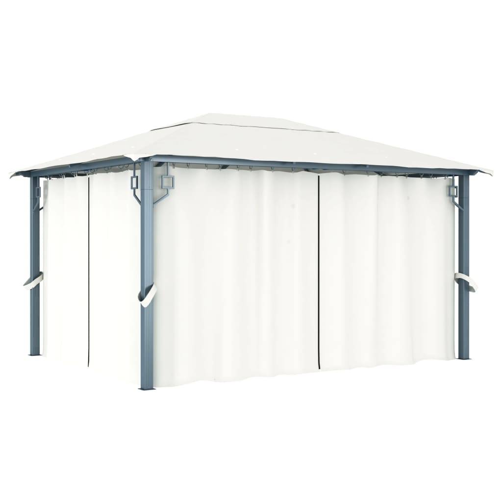 ComfortXL - Tonnelle Rectangulaire Aluminium avec Rideaux et Éclairage LED Solaire pour Jardin Crème 4x3 m – ComfortXL Outdoor Living - Image 3