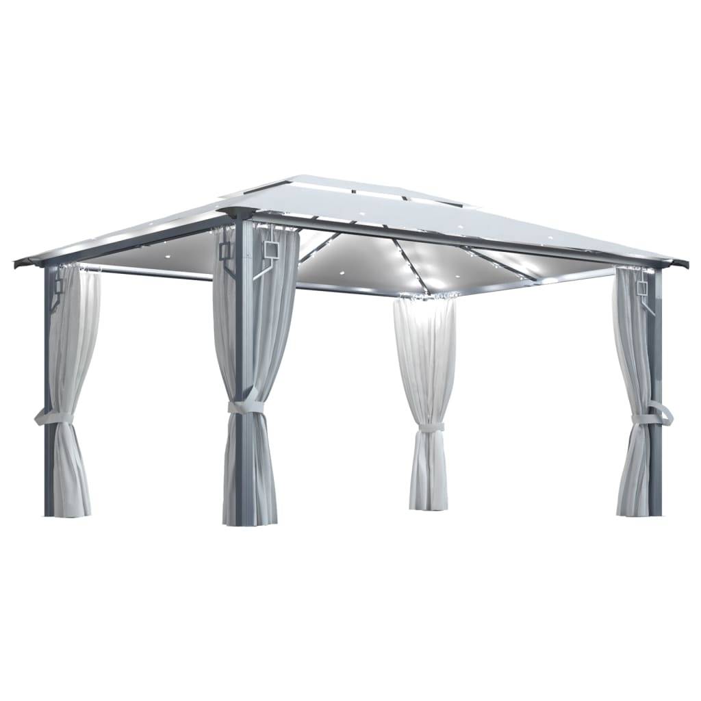 ComfortXL - Tonnelle Rectangulaire Aluminium avec Rideaux et Éclairage LED Solaire pour Jardin Crème 4x3 m – ComfortXL Outdoor Living - Image 2