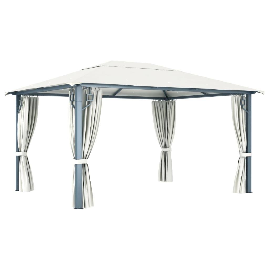 ComfortXL - Tonnelle Rectangulaire Aluminium avec Rideaux et Éclairage LED Solaire pour Jardin Crème 4x3 m – ComfortXL Outdoor Living - Image 7