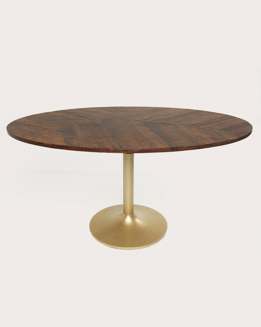 Leaf - Table repas ovale en manguier et métal doré L160 cm 8 pers. - UNIQKA - Image 2