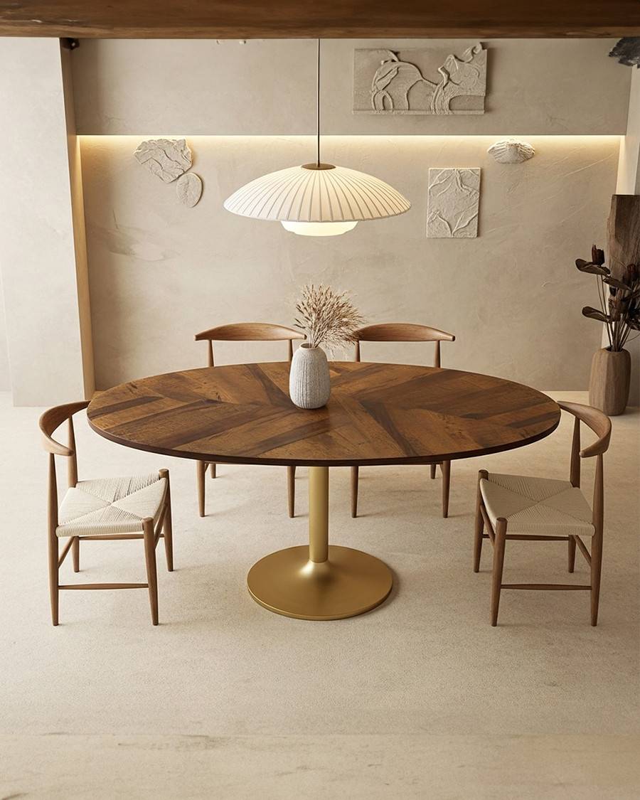 Leaf - Table repas ovale en manguier et métal doré L160 cm 8 pers. - UNIQKA - Image 3