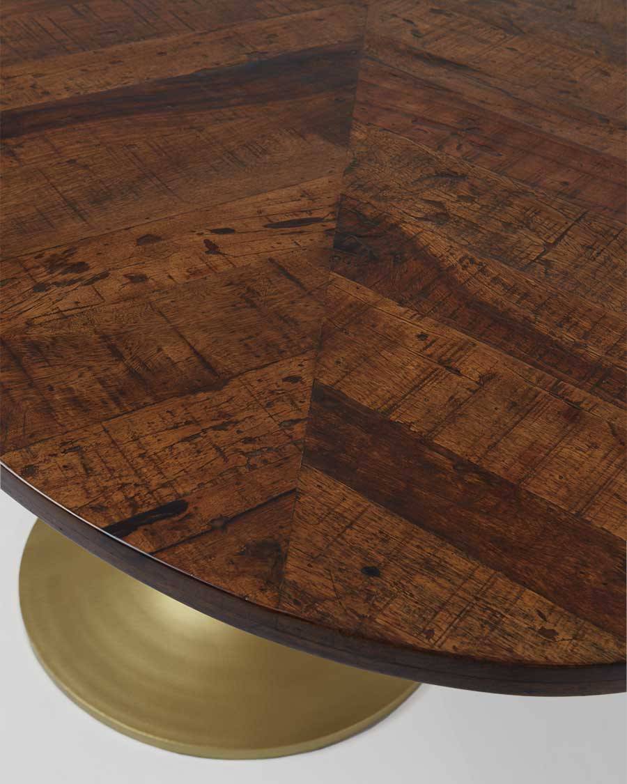 Leaf - Table repas ovale en manguier et métal doré L160 cm 8 pers. - UNIQKA - Image 5