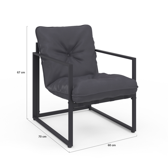 Salon de jardin bas NAIROBI 4 places en acier gris anthracite - Image 4