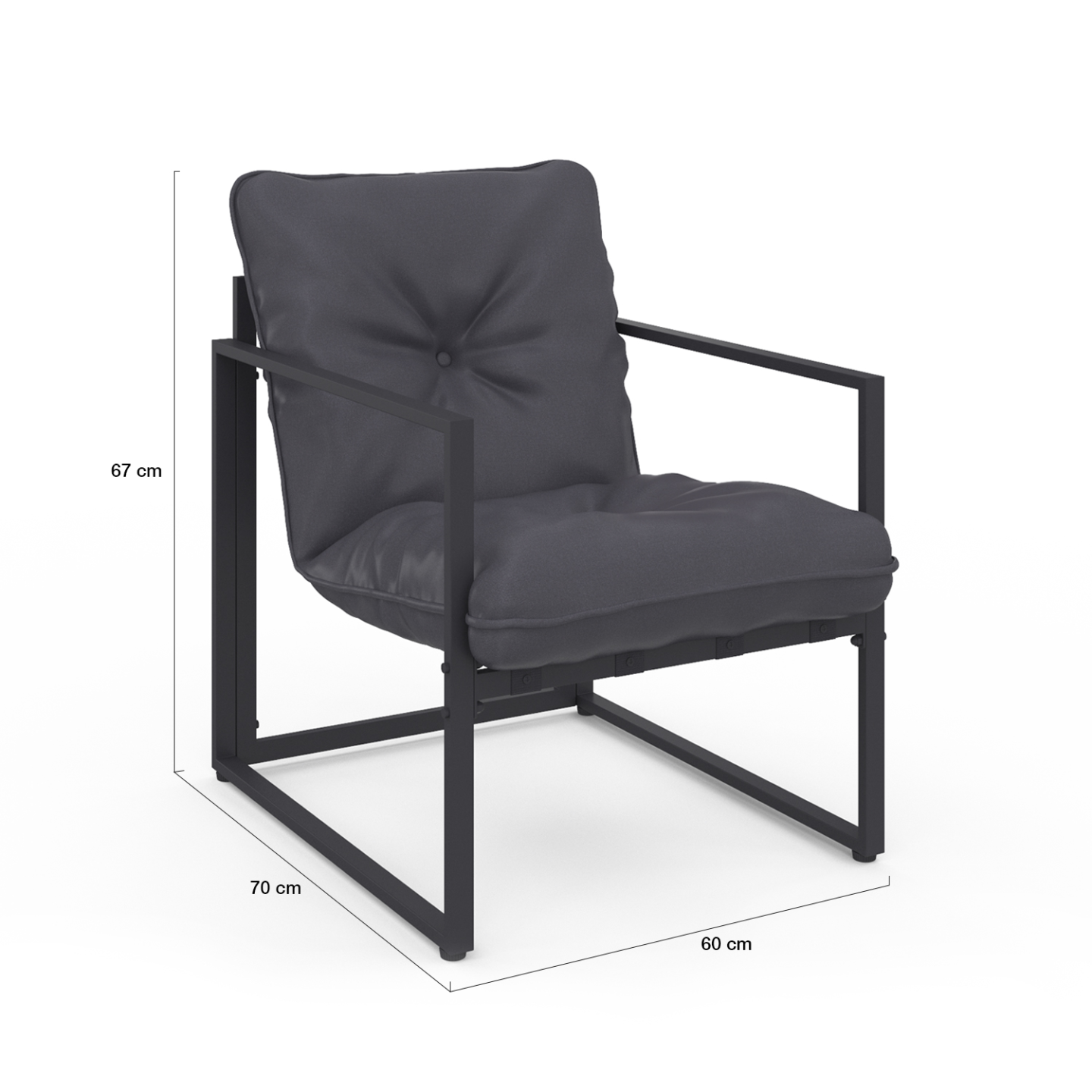 Salon de jardin bas NAIROBI 4 places en acier gris anthracite - Image 4