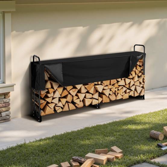 VEVOR Abri à buches 259x36x117 cm avec couverture 600D, pour 1/2 corde de bois en intérieur/extérieur. - Image 8