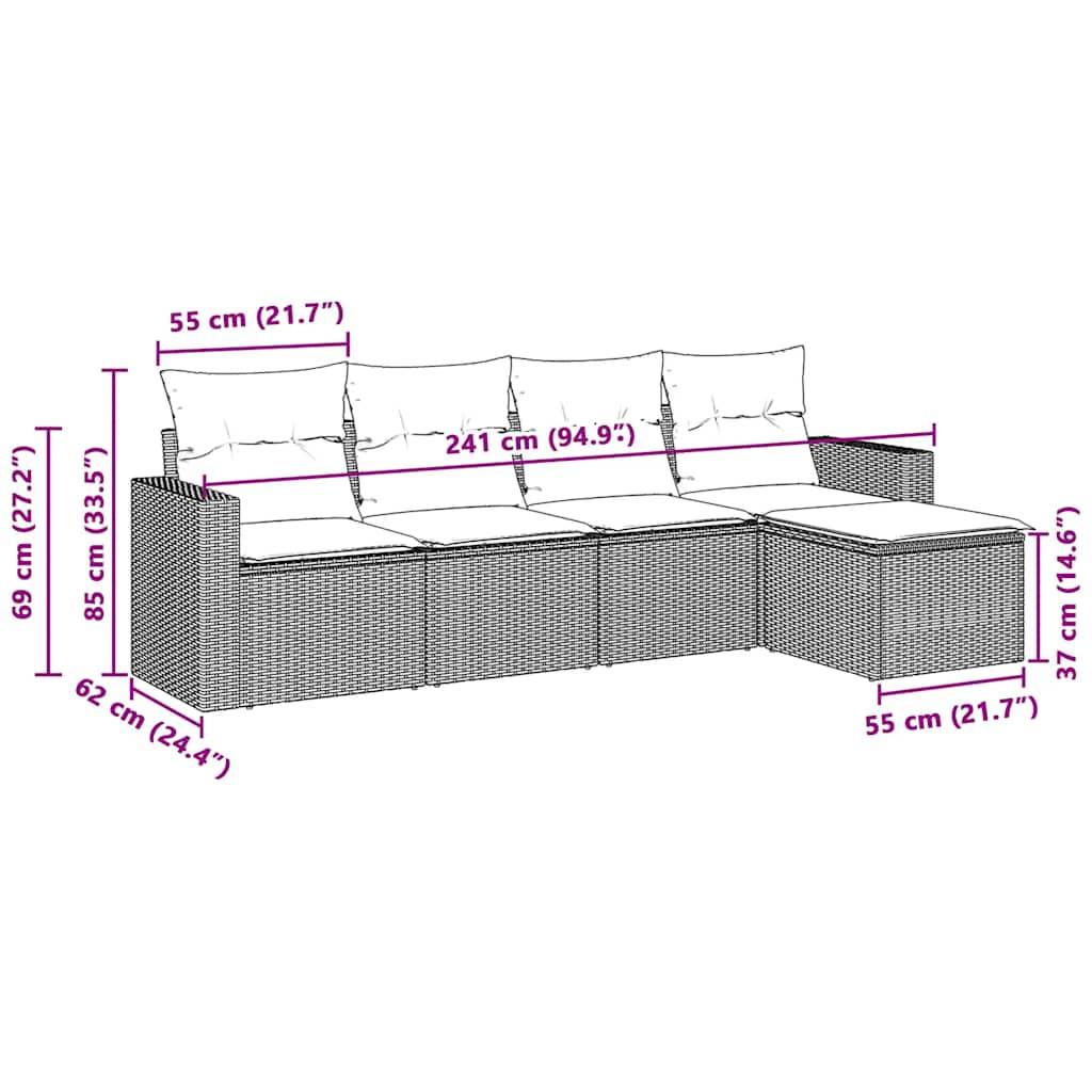Vidaxl - Salon de jardin 5 pcs avec coussins gris clair résine tressée vidaXL 3251229 - Image 3