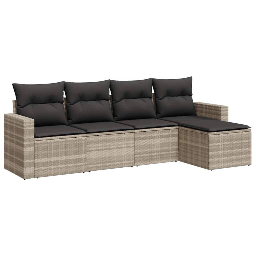 Vidaxl - Salon de jardin 5 pcs avec coussins gris clair résine tressée vidaXL 3251229 - Image 2