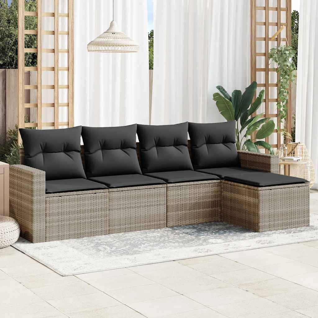 Vidaxl - Salon de jardin 5 pcs avec coussins gris clair résine tressée vidaXL 3251229 - Image 1