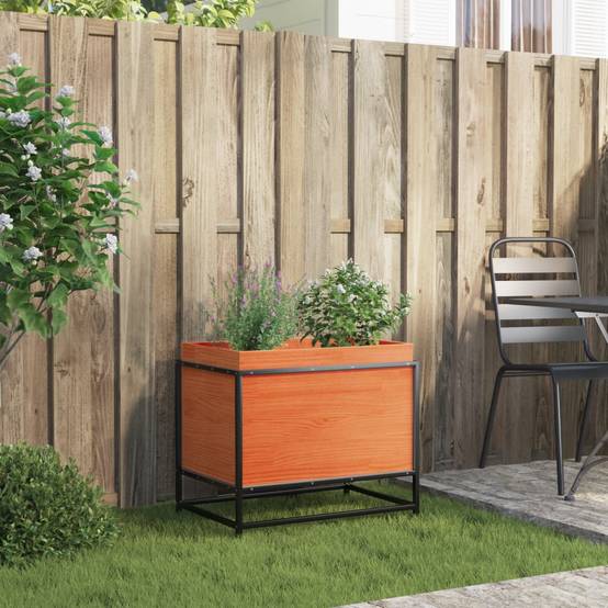 Jardinière | Pot de fleurs | Cache-pot | Bac à fleurs cire marron 60x40x50 cm bois de pin massif - Image 3
