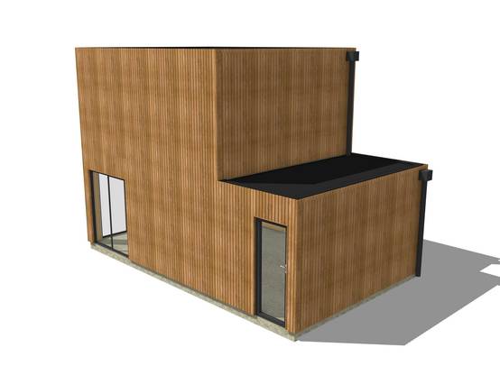 Studio de jardin bien isolé en bois 7,7 x 4,6 x 2,7 m / isolation RE2020 avec mezzanine et terrasse / menuiseries alu k-line - Image 2