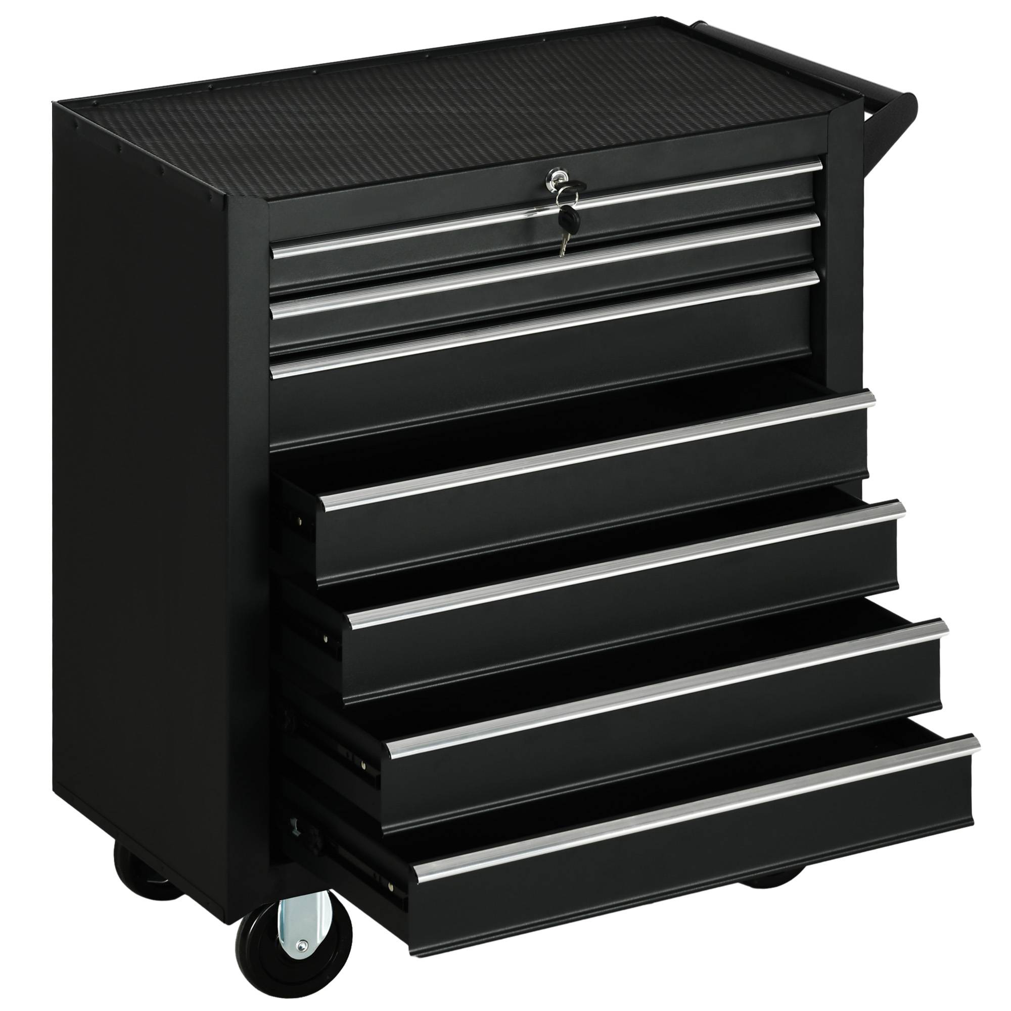 Sans Marque - Chariot outils, 2 petits & 5 grands tiroirs, acier, 150 kg, 69 x 33 x 75 cm, rouge