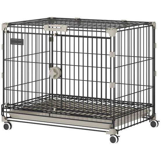 Cage chien pliable métal intérieur roues freins toit ouvrant 60,5x45,5x54,5cm noir - ComfortXL Outdoor Living - Image 2
