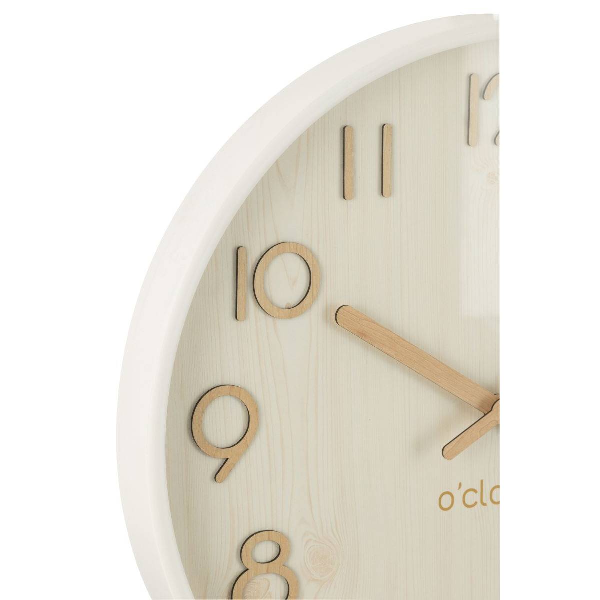 J-Line - Horloge Murale en Bois "Marion" 53cm Blanc - Image 2
