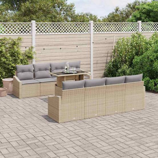 Salon de Jardin Beige et Gris Clair 7 Pièces avec Canapés pour Espace Détente Tendance et Doux – ComfortXL Outdoor Living - Image 1