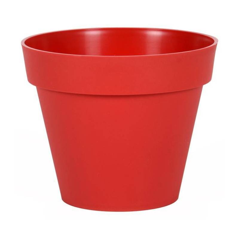 EDA Plastiques - Eda Pot De Fleur Rond Toscane - ø 30 X H 26 Cm - 10 L - Rouge Rubis - Image 1