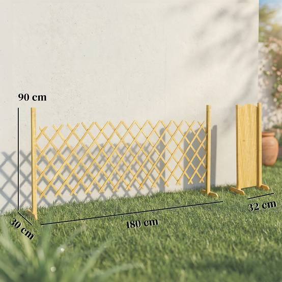 Barrière de jardin extensible bois de sapin naturel 180 x 30 x 90 cm - PANGIVO - Image 5