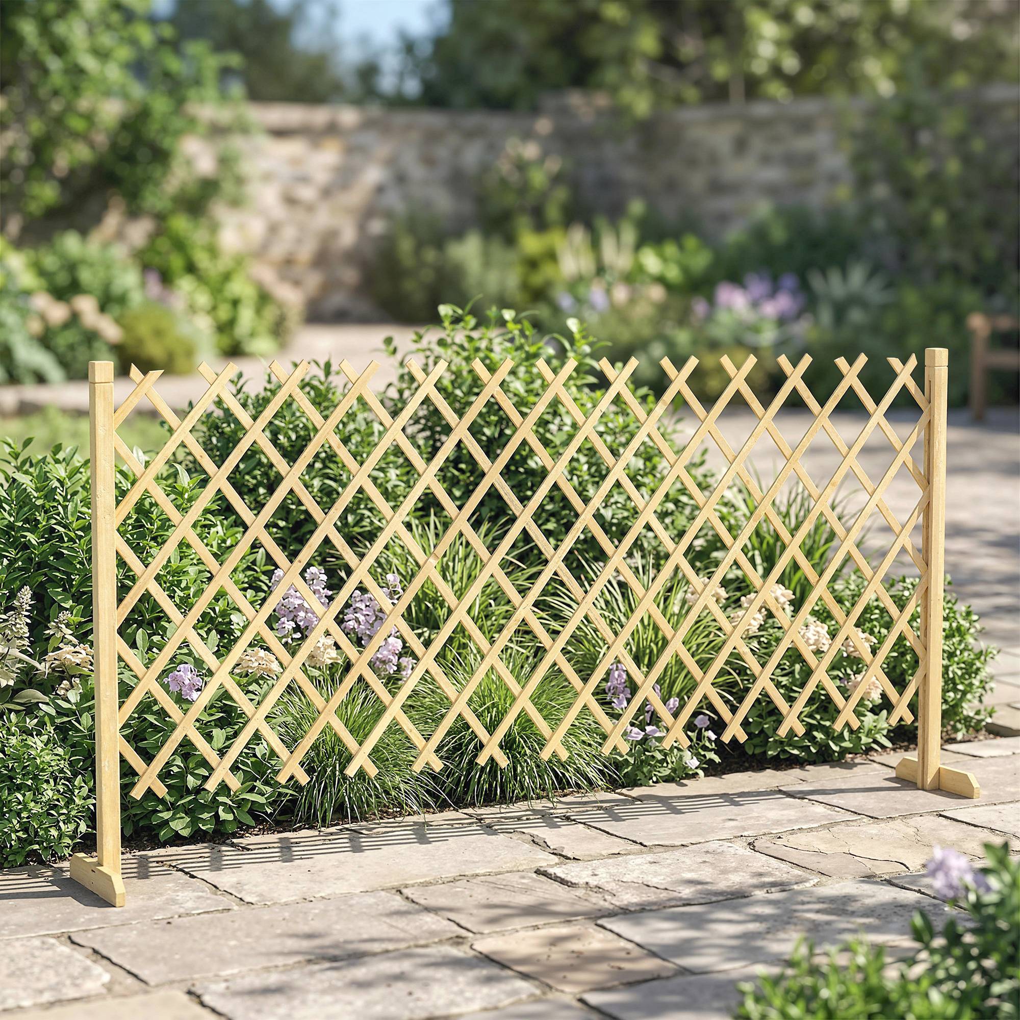 Barrière de jardin extensible bois de sapin naturel 180 x 30 x 90 cm - PANGIVO - Image 4