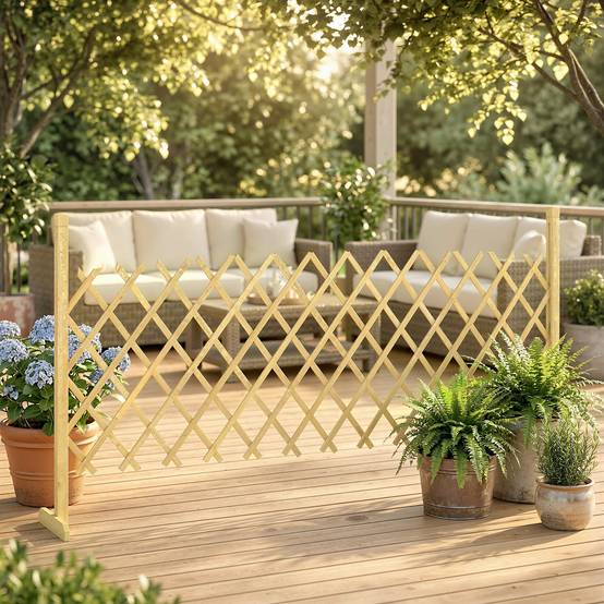 Barrière de jardin extensible bois de sapin naturel 180 x 30 x 90 cm - PANGIVO - Image 3