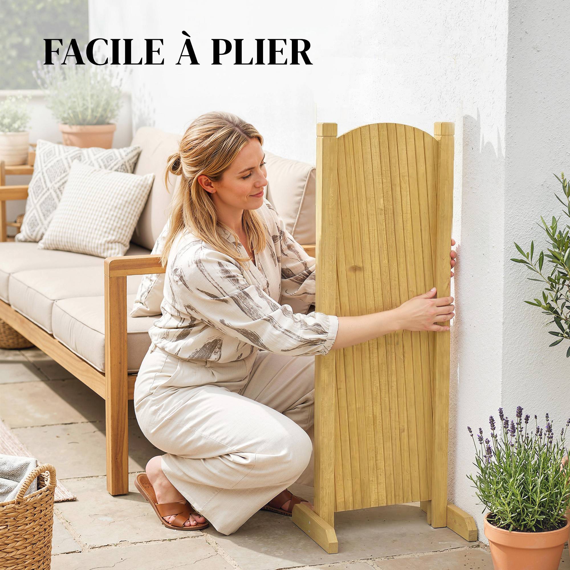 Barrière de jardin extensible bois de sapin naturel 180 x 30 x 90 cm - PANGIVO - Image 8