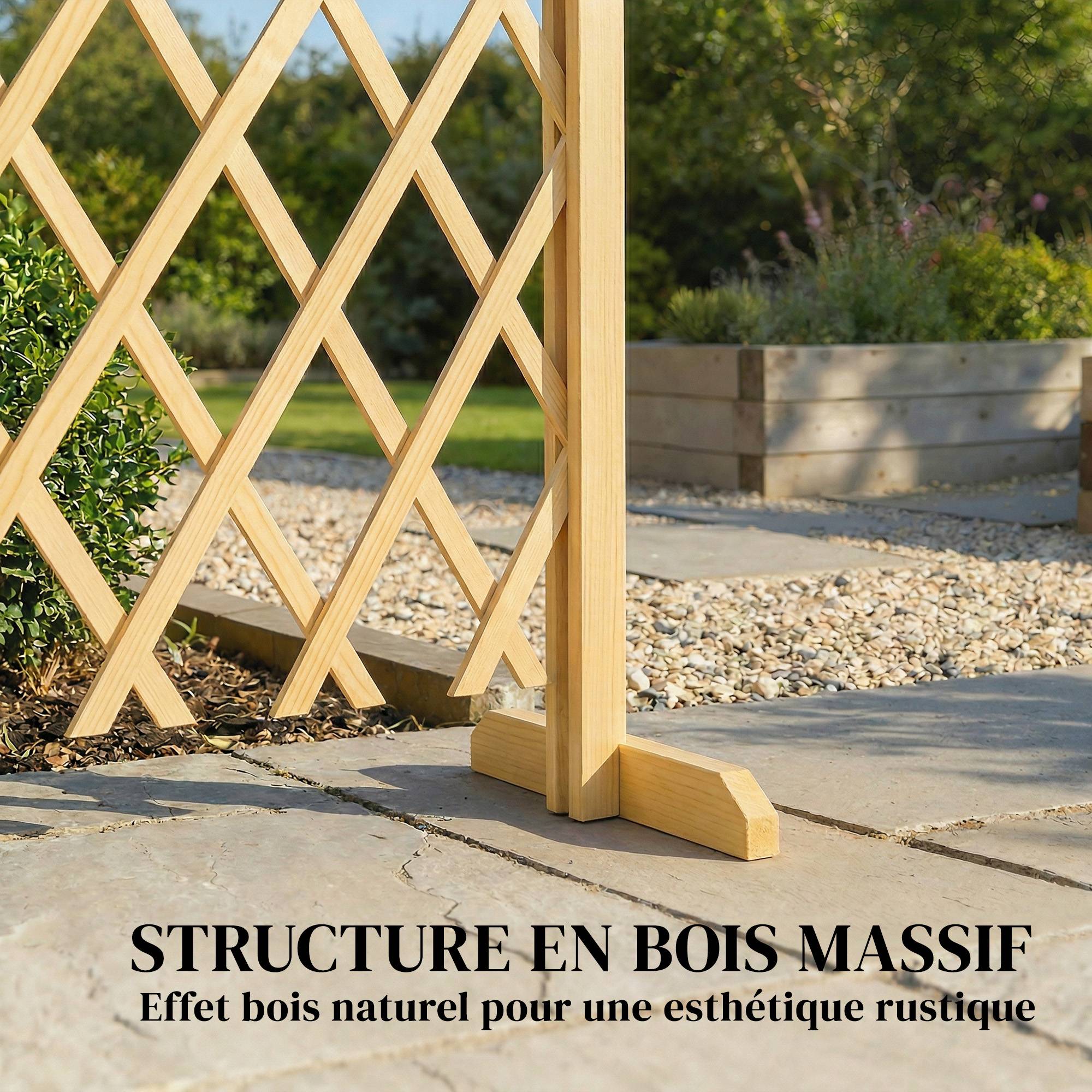 Barrière de jardin extensible bois de sapin naturel 180 x 30 x 90 cm - PANGIVO - Image 7