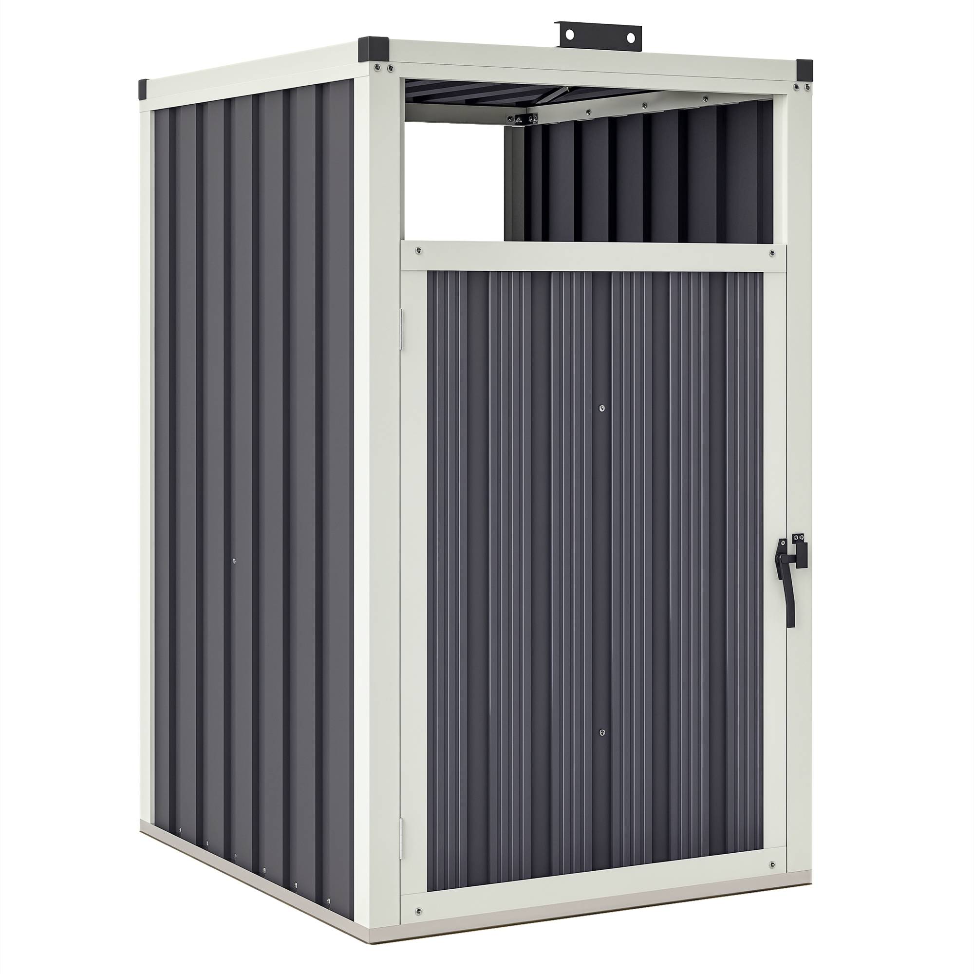 Abri pour 1 poubelle 240L cache poubelle extérieur couvercle relevable 180° acier galvanisé 73 x 81 x 122 cm gris foncé - Image 1