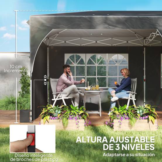 Tente pliante 6 x 3 m avec bandes réfléchissantes, protection UPF 50+, montage facile, système de verrouillage centralisé, imperméable, gris foncé - Image 10